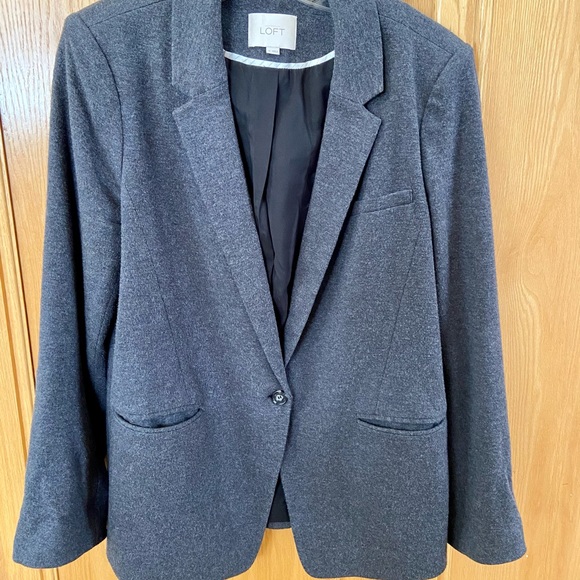 LOFT Jackets & Blazers - Ann Taylor LOFT dark grey lined blazer. Size 12
